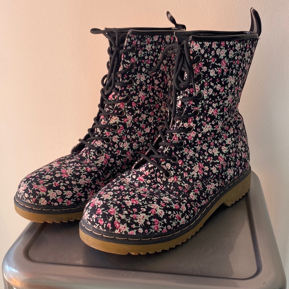Floral Combat Boots